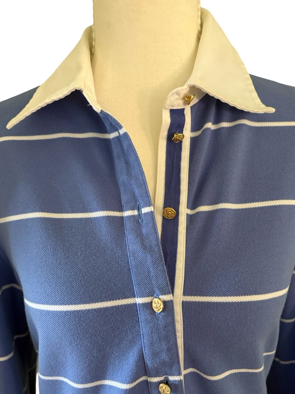Brooks Brothers Blue and White Striped Long Sleeve Polo Dress Size Medium - Picture 2 of 10